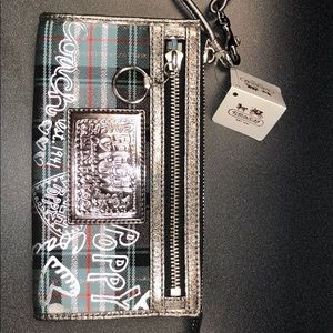 Coach Poppy Tartan Wallet Wristlet